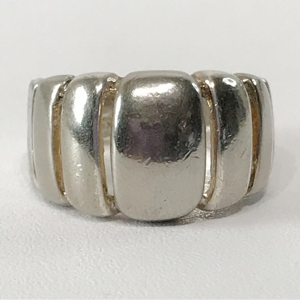 Vintage 925 Sterling Silver Milor Italy Ribbed Puffy Abstract Modern Ring 7 - Picture 9 of 15